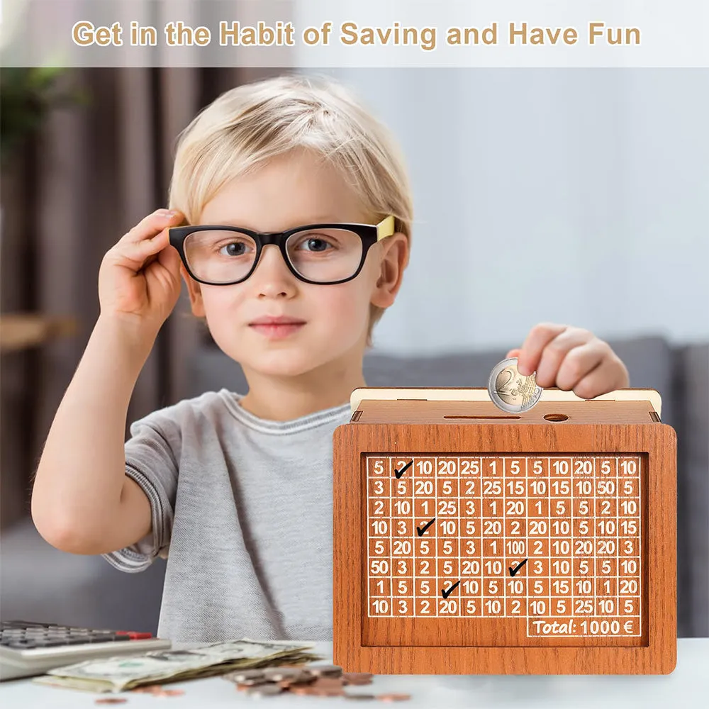 Retro Style Wooden Money Box with Counter